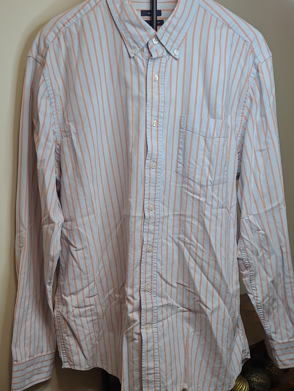 GAP Light Blue & Orange Striped Button-Up Shirt size XXL